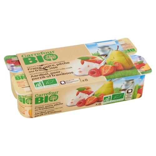 Carrefour Bio Yaourt aux Fruits au Lait Entier 8 x 125 g