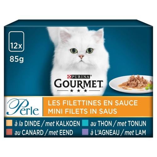 Gourmet Perle Filettines en Sauce Dinde, Agneau, Canard et Thon 12x85g
