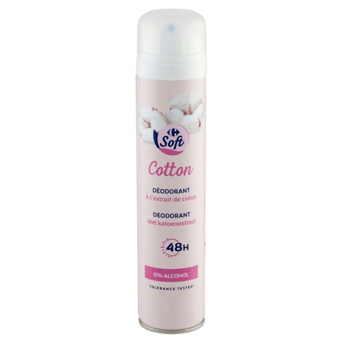 Carrefour Soft Cotton 48h Déodorant Extrait Coton  0% Alcohol 200 ml