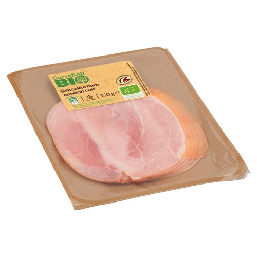 Carrefour Bio Jambon 5 tranches Cuit 150 g