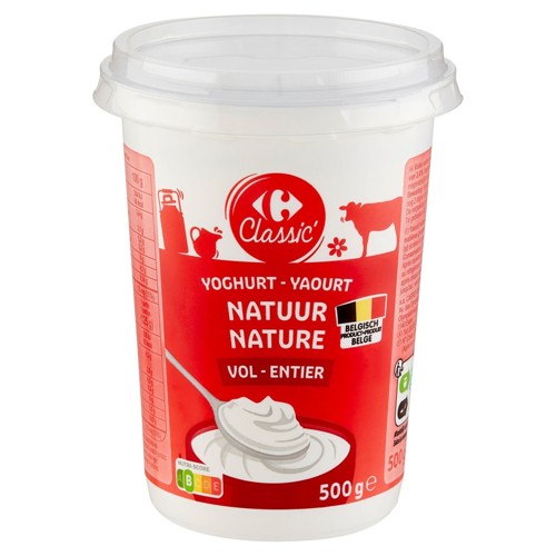 Carrefour Classic'' Yaourt Nature Entier 500 g
