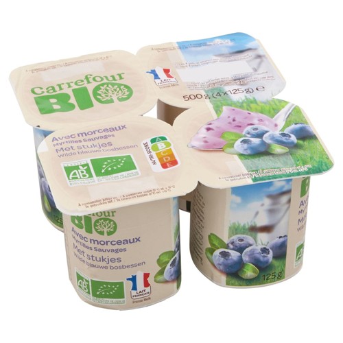 Carrefour Bio avec Morceaux Myrtilles Sauvages 4 x 125 g