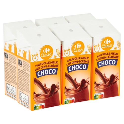 Carrefour Classic'' Lait Demi-Écrémé Choco 6 x 200 ml