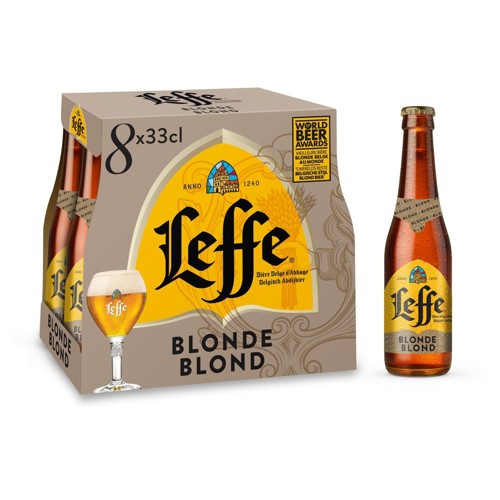 Leffe Bière Belge d''Abbaye Blonde Bouteilles 8 x 33 cl