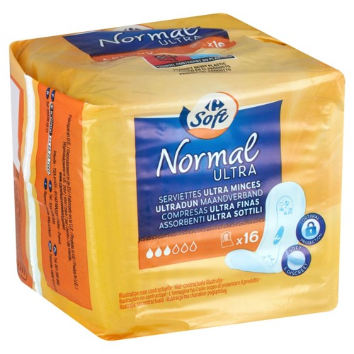 Carrefour Soft Normal Serviettes Ultra Minces 16 Pièces