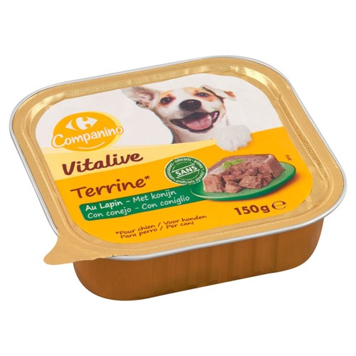Carrefour Companino Vitalive Terrine pour Chien au Lapin 150 g