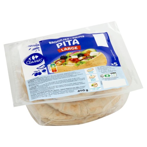 Carrefour Classic'' Pains Pita Large 5 Pièces 400 g