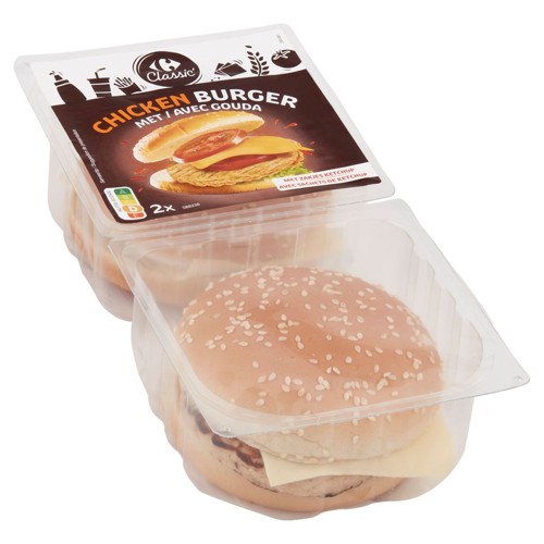 Carrefour Classic'' Chicken Burger avec Gouda 2 Pièces 270 g