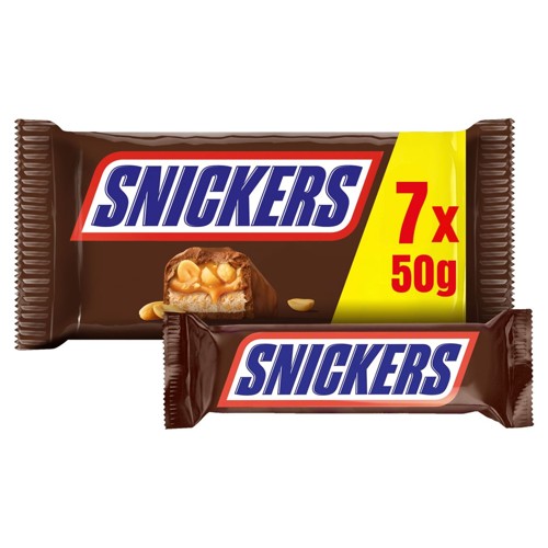 Snickers Barres de chocolat au lait et cacahuètes paquet de 7