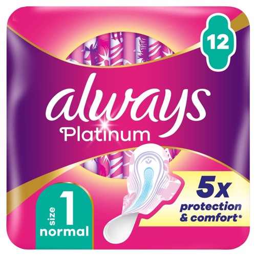 Always Platinum Normal (taille 1) Serviettes Avec Ailettes 12