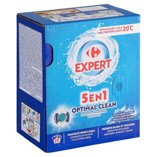 Carrefour Expert 5 en 1 Optimal Clean Lessive 20 x 21 g 20 Lavages