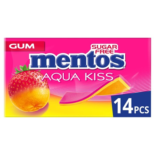 mentos Chewing Gum Aqua Kiss Strawberry Mandarin Sugar Free 14pc 26 g