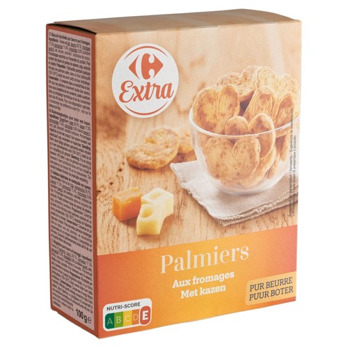 Carrefour Extra Palmiers aux Fromages Pur Beurre 100 g