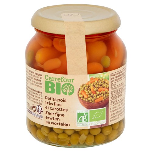 Carrefour Bio Petits Pois Très Fins et Carottes 330 g