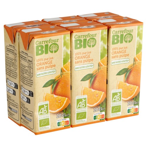 Carrefour Bio Jus d''Orange 6 x 20 cl