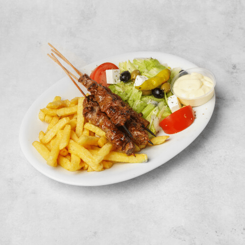 Assiette brochettes d'agneau