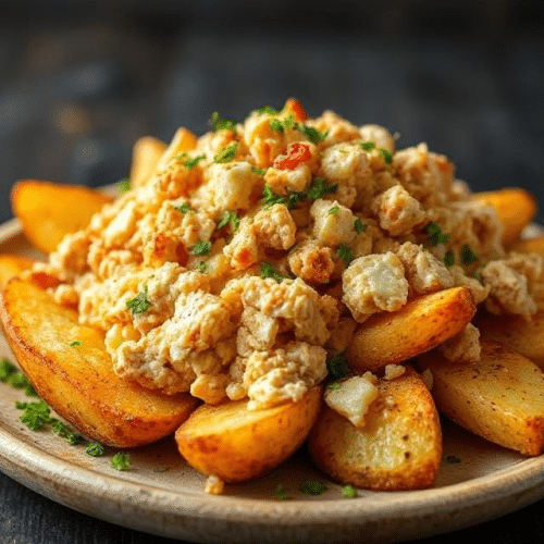 Cheesy potatoes met kip large