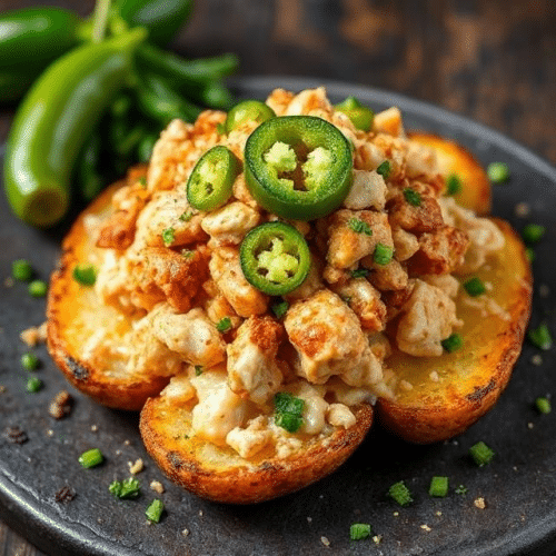 Spicy cheesy potatoes met kip small