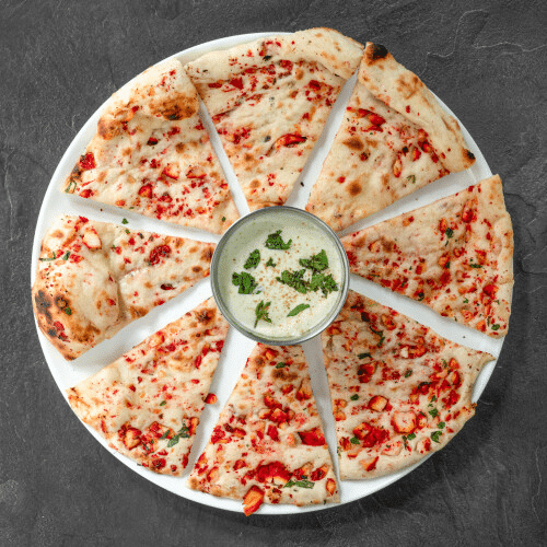 Pizza naan poulet tandoori