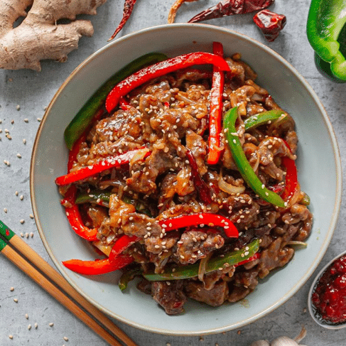 Boeuf sauté avec sauce sichuannaise