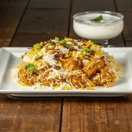 Menu biryani chicken avec raïta