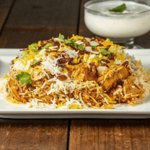 Menu biryani vegetables avec raïta