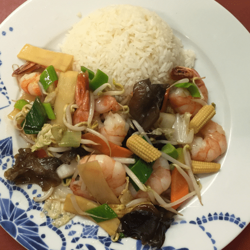 Crevettes aux légumes