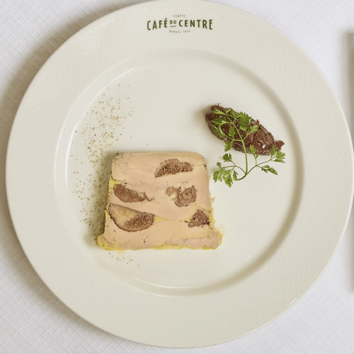 Marbré de foie gras de canard maison, compote de Granny Smith et airelles