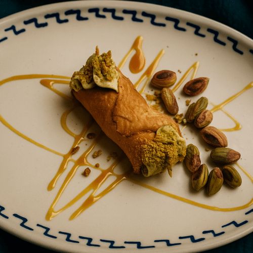 Cannoli siciliani ripieni crema Pistacchio