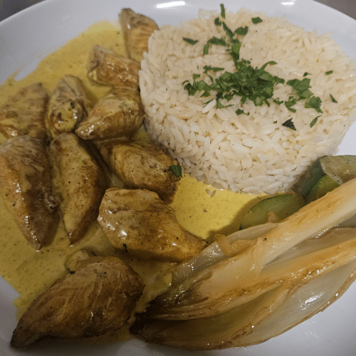 Émincé de poulet au curry