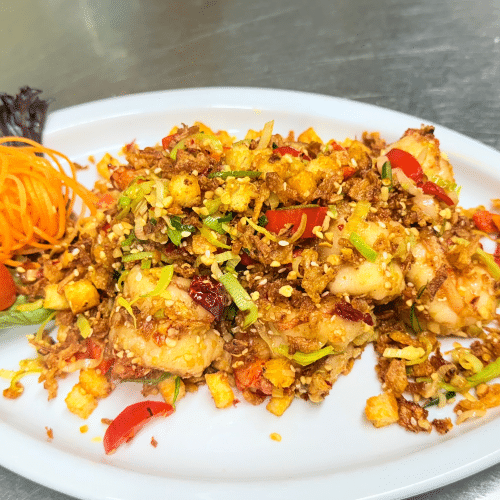 Crevetten mit Knoblauch und Chili (scharf)