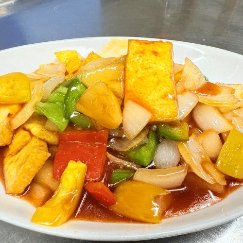 Tofu an hausgemachter Süss-Sauer-Sauce