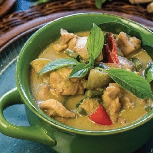 Grünes Curry und Kokosnussmilch (sehr scharf)