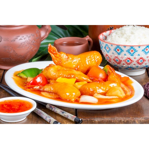 214.RIZ BEIGNETS DE CREVETTES A LA SAUCE AIGRE-DOUX