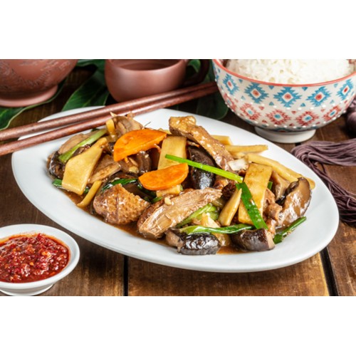 80.RIZ CANARD AUX CHAMPIGNONS ET POUSSES DE BAMBOU