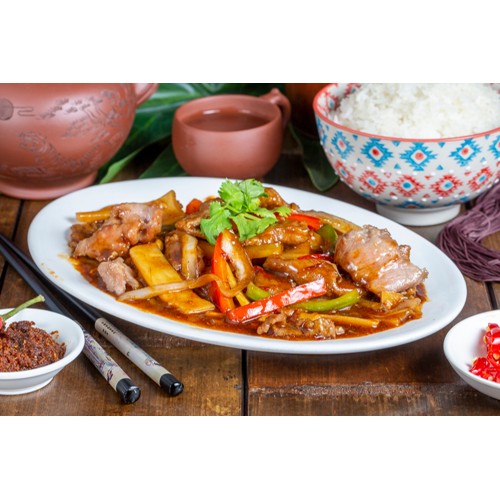 61.RIZ PORC A LA SAUCE SATAY