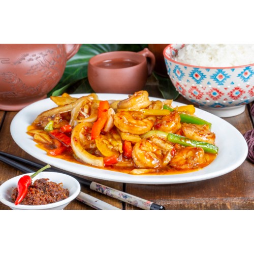 211.RIZ CREVETTES A LA SAUCE SATAY