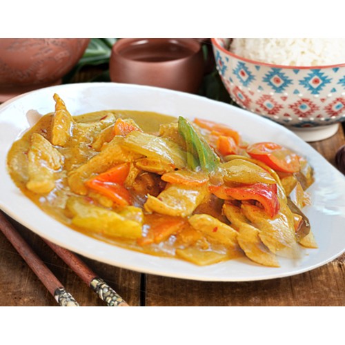 8849.Poulet au curry avec riz cantonais