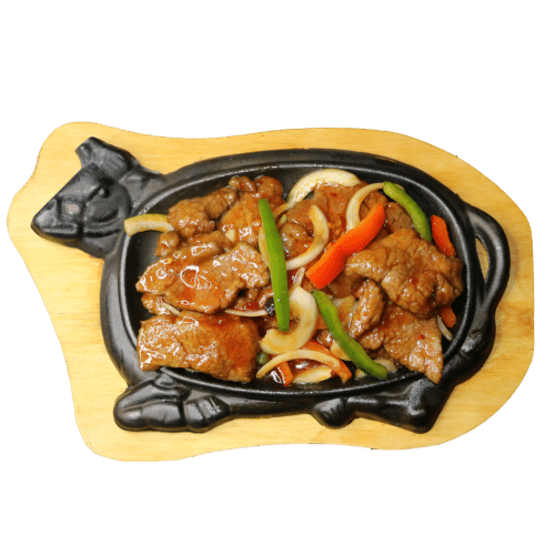 Boeuf à la sauce chinoise sur ardoise