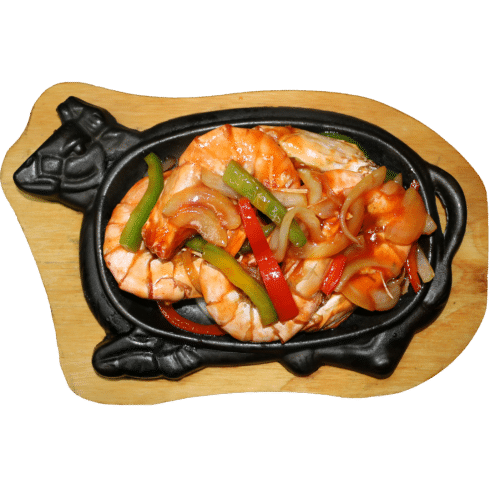 Gambas à la sauce chinoise sur ardoise