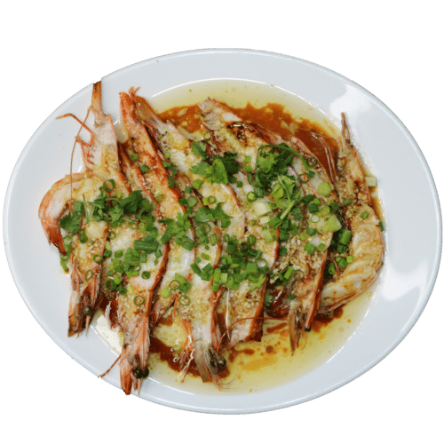 Gambas à l'ail à la vapeur