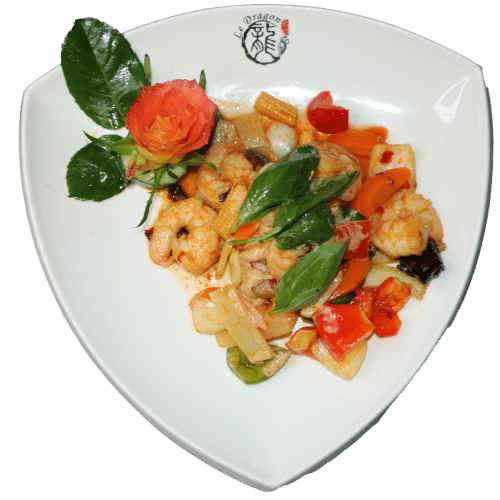 Thaï crevettes aux feuilles de basilic