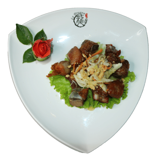 Travers de porc laqué à la sauce salade de chef