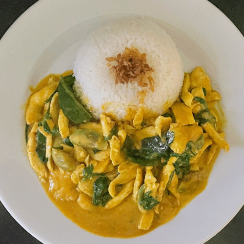 Poulet curry jaune lait de coco