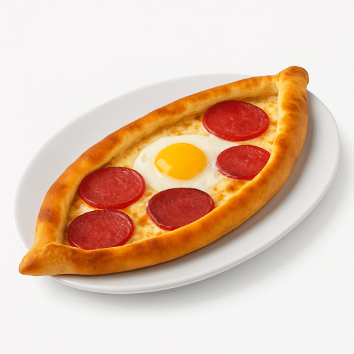 Pide mit Salami und Ei