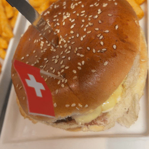 Burger 3 fromages avec frites