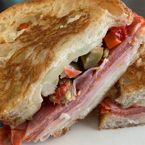 Yummy toasted Ciabatta Mortadella