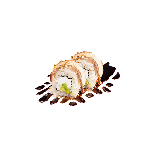 Rolle mit Aal und scharfer Sauce, gebacken (8 Stück)