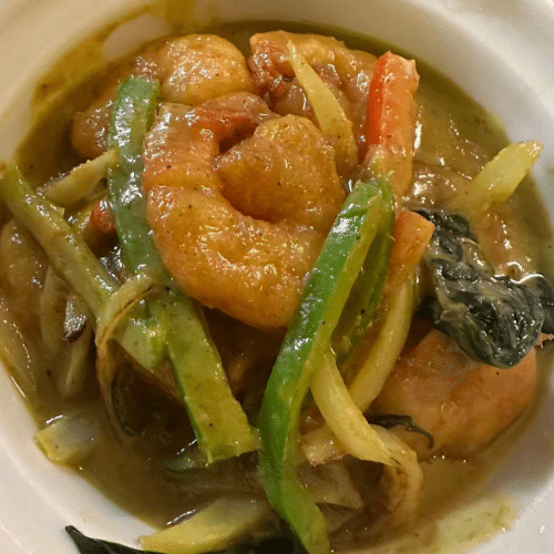 Crevettes au curry vert 绿咖喱虾