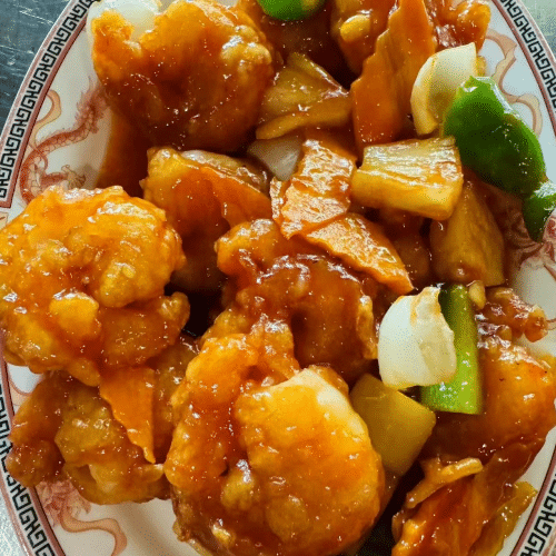 Crevettes (pané) aigre doux 咕咾虾